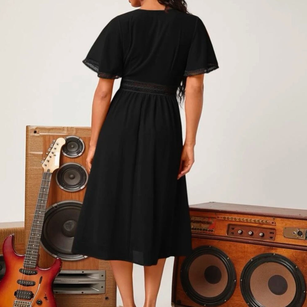 Boho butterfly sleeve lace insert dress - Picture 7 of 10